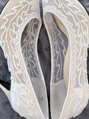 Vintage beaded white wedding shoes